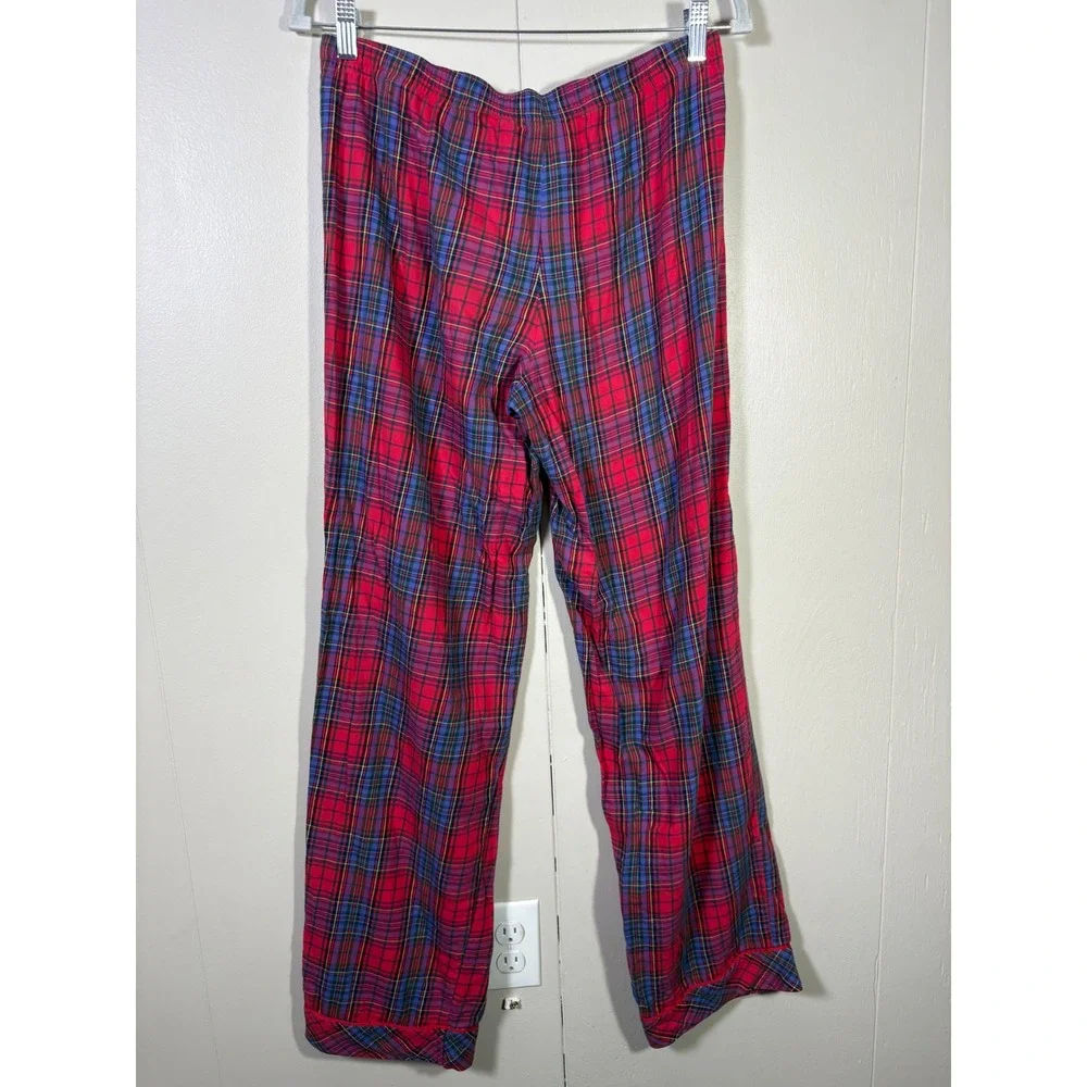 Victorias Secret Pajama Set Red Plaid Long Sleeve Button Down Pants Small Long